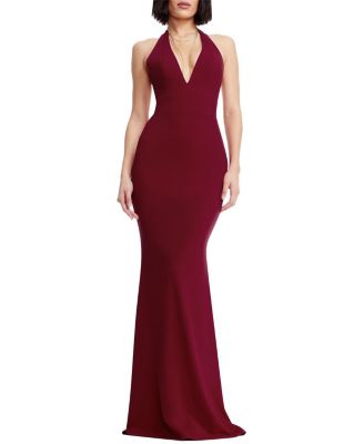  Camden Halter Plunge V-Neck Mermaid Gown