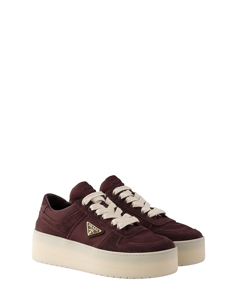 Prada Women's Downtown Bold Re-Nylon and Suede Sneakers