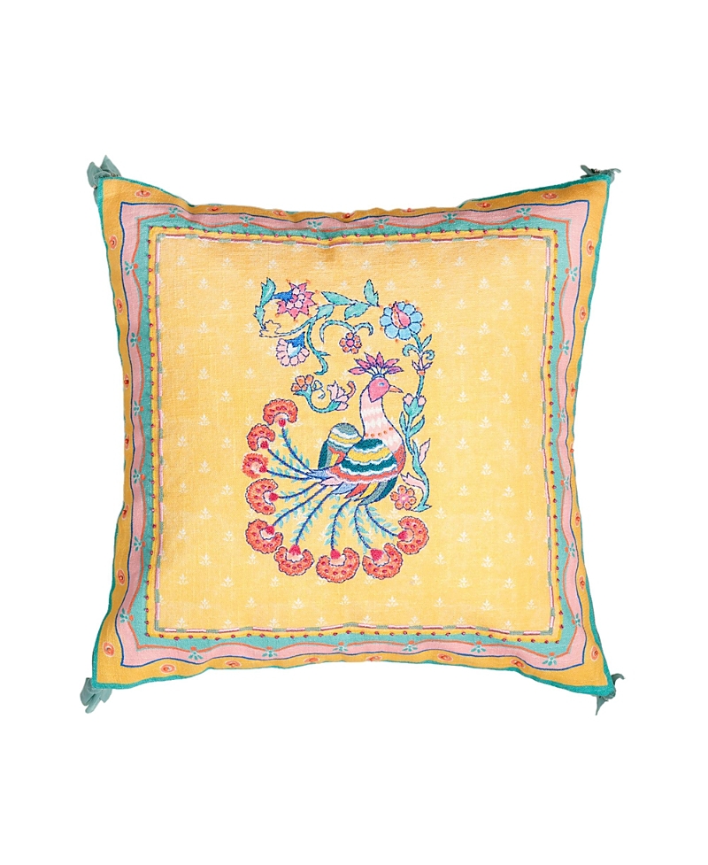 Zsa Zsa Zsu Ghuni Tasseled Embroidered Cotton Cushion, 19.6 x 19.6