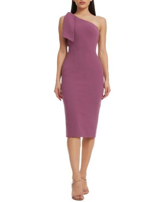  Tiffany One Shoulder Bow Midi Dress