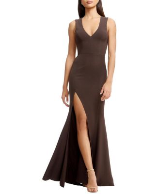  Sandra V-Neck High Slit Fitted Gown
