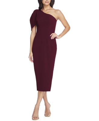 Dress the Population Tiffany One Shoulder Bow Midi Dress