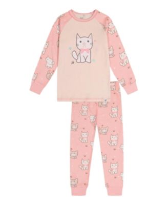  Girls' Cat Organic Cotton Top Pants Two Piece Pajama Set - Little Kid