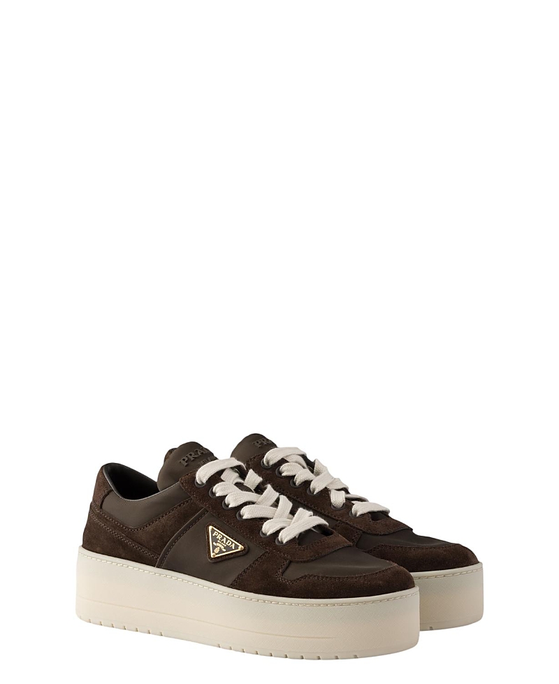 Prada Women's Downtown Bold Re-Nylon And Suede Sneakers