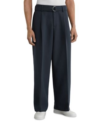 Relaxed Wide Leg Logo Pleat Trousers