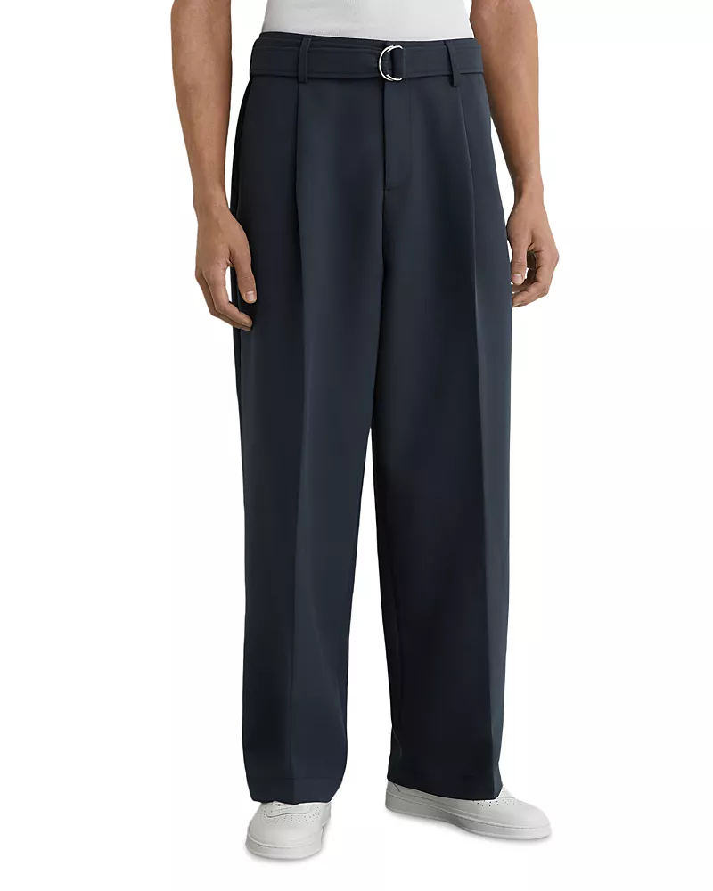 Reiss Relaxed Wide Leg Logo Pleat Trousers