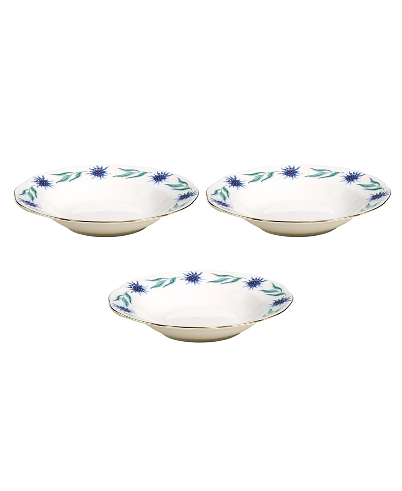 Zsa Zsa Zsu Emet Porcelain Deep Plate with Gold Rim 9 in Set of 3, 9 x 9 x 1.7