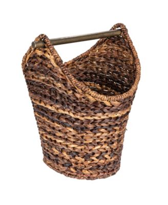 Bankuan Braided Oval Toilet Paper Basket with Wood Bar
