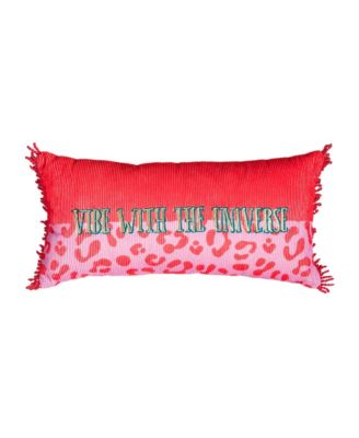  Ghuni Tasseled Embroidered Cotton Cushion, 19.69" x 9.84"