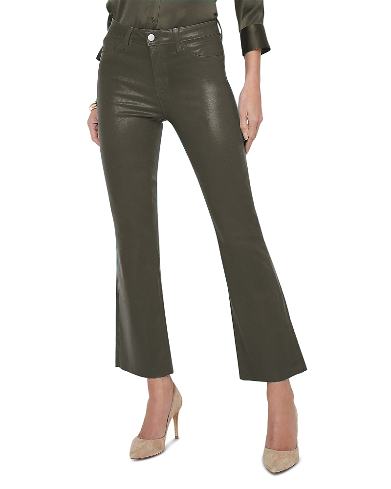 L'agence Kendra High Rise Cropped Flared Jeans in Ash Olive Coated