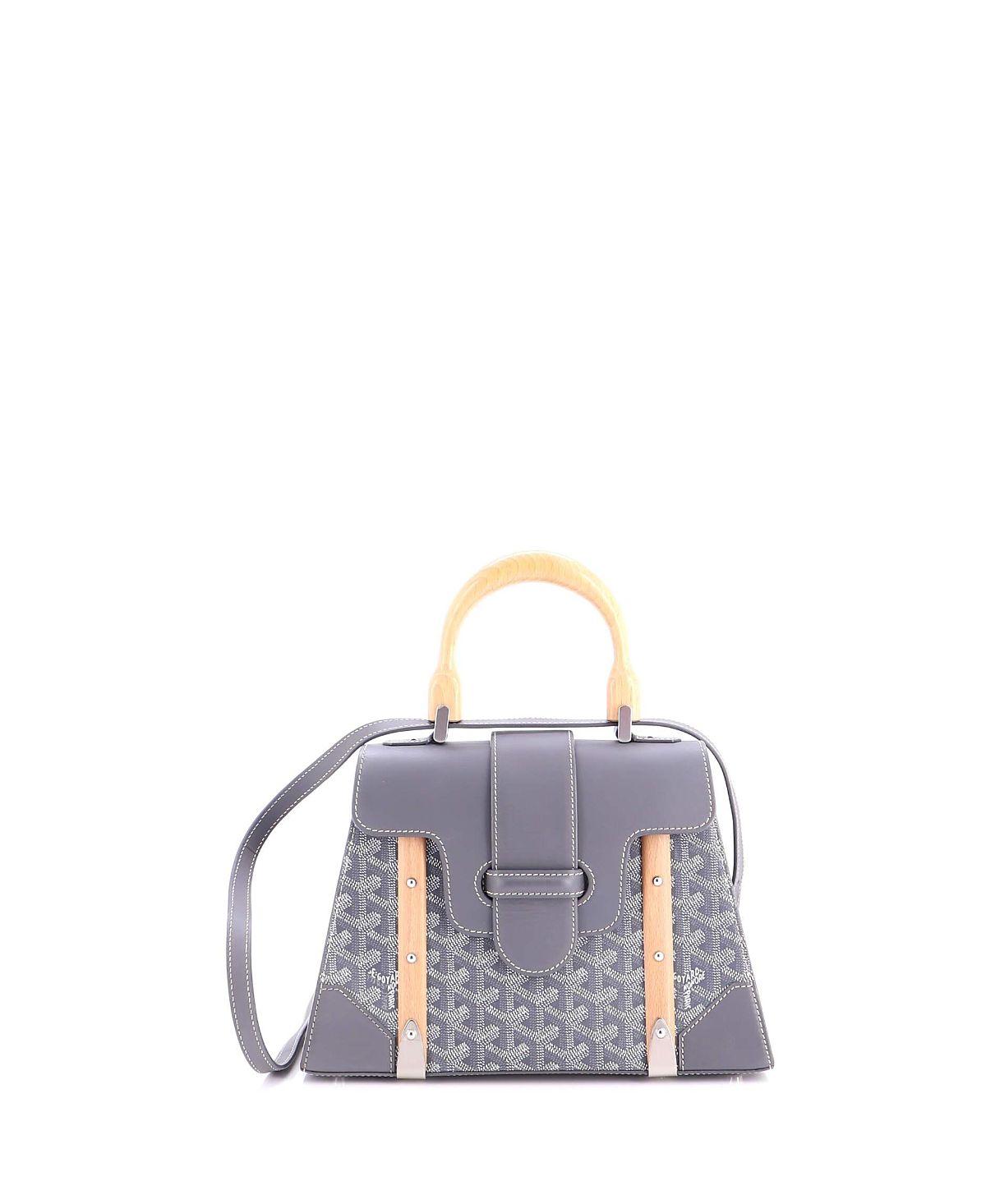 Pre-Owned Goyard Pm Saigon Top Handle Bag Coated Canvas with Leather
