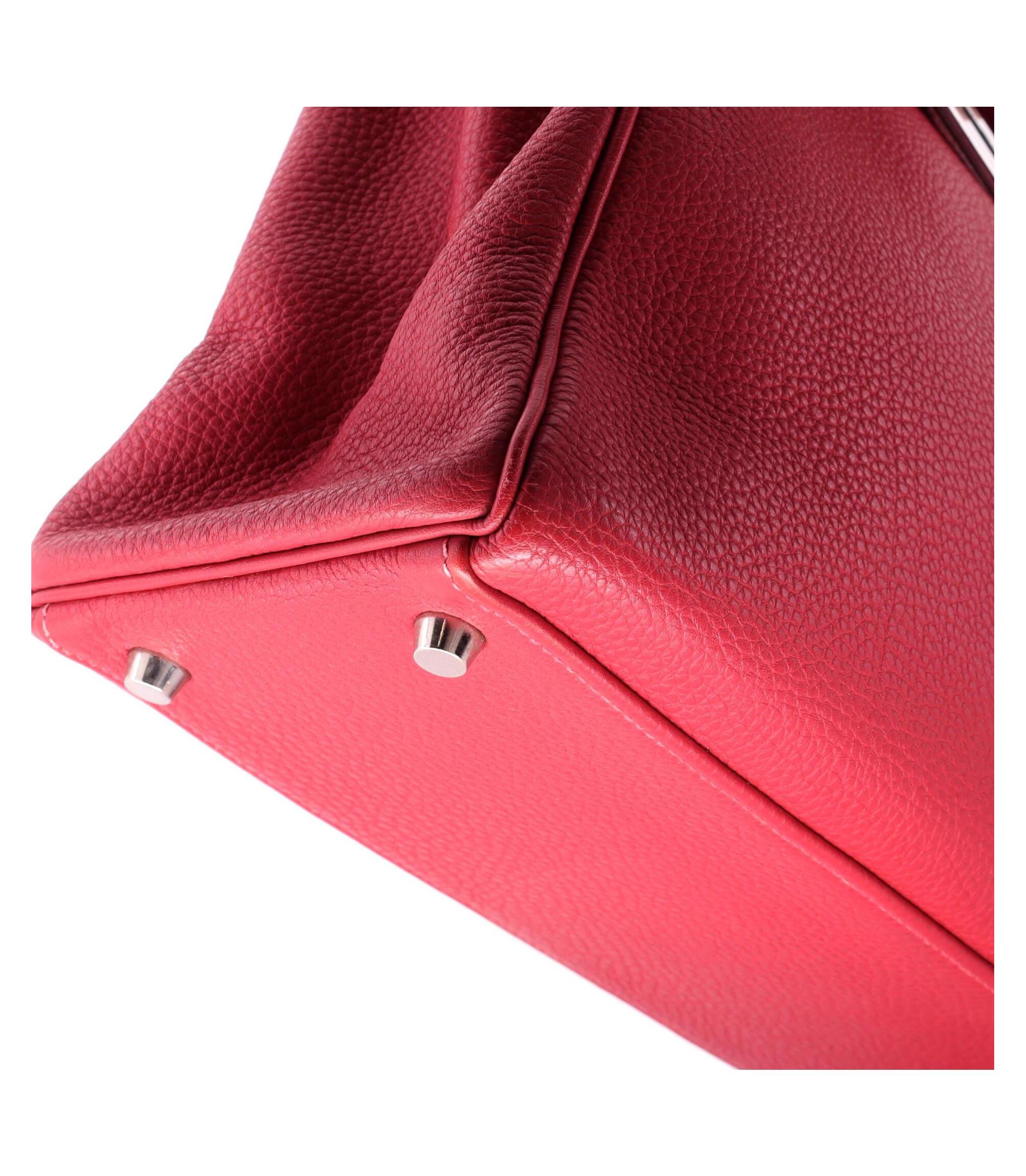 Kelly 32 Handbag Red Togo with Palladium Hardware — Image 7