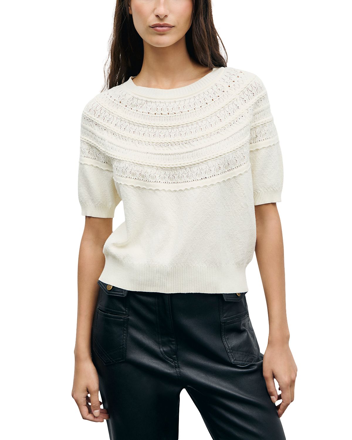 Gerard Darel Roberte Cotton Pointelle Sweater
