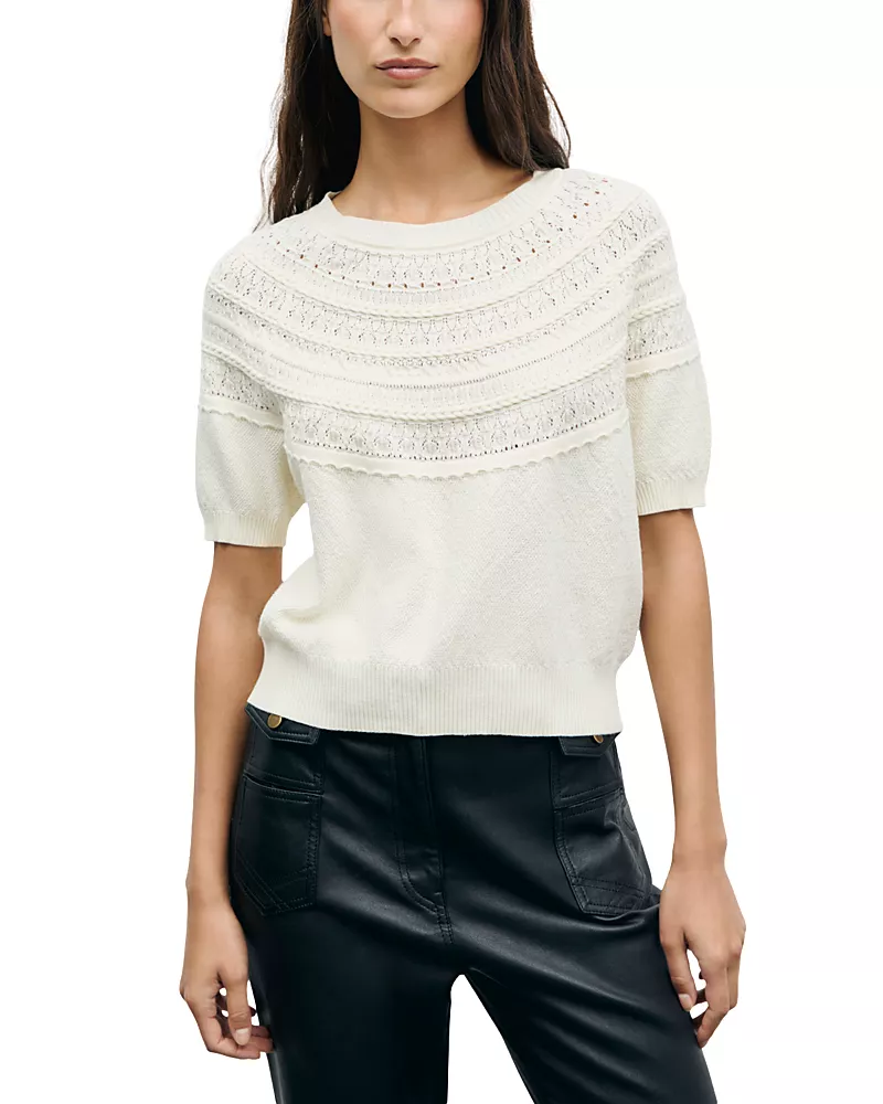 Gerard Darel Roberte Cotton Pointelle Sweater