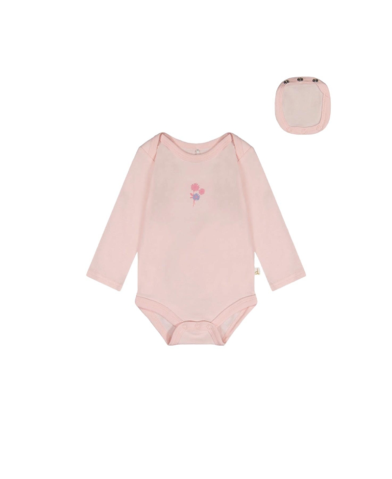 Deux par Deux Girls' Organic Cotton Long Sleeve Flower Romper - Baby