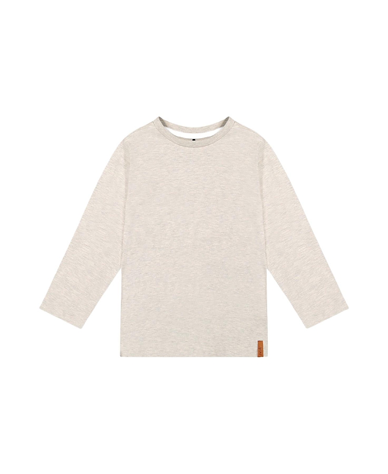Deux par Deux Boys' Organic Cotton Crew Neck Logo Tag Long Sleeve T-Shirt - Little Kid