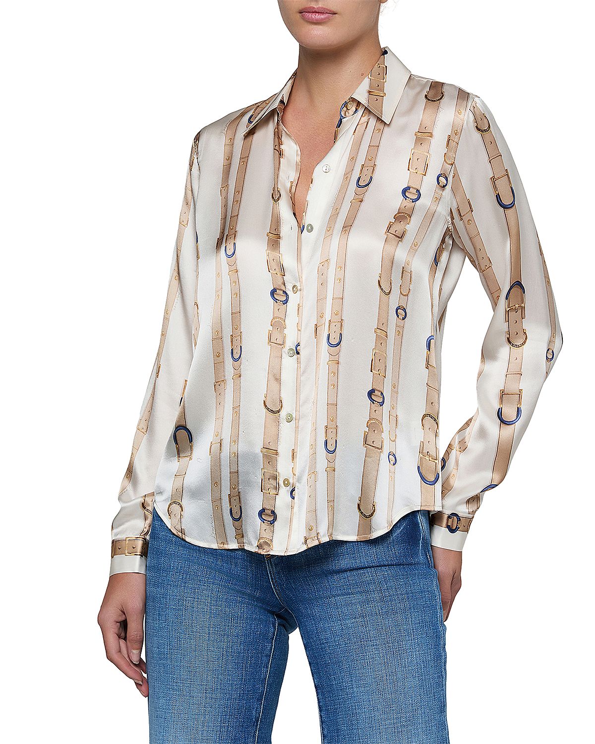 L'Agence Tyler Silk Long Sleeve Blouse
