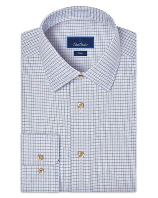 Trim Fit Twill Check Cotton Dress Shirt