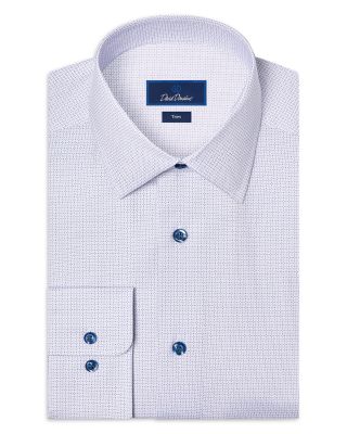 Trim Fit Cotton Blend Micro Geo Dress Shirt
