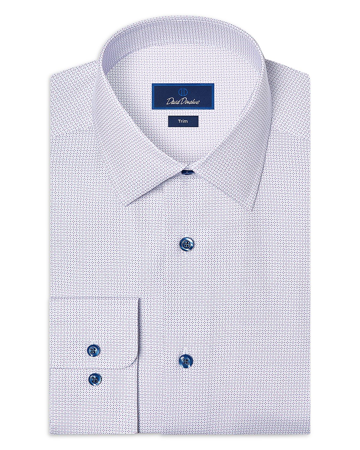 David Donahue Trim Fit Cotton Blend Micro Geo Dress Shirt