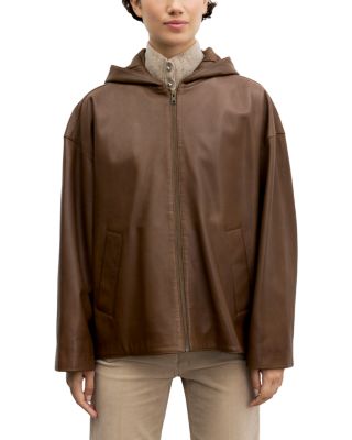 Pam Leather Hooded Jacket