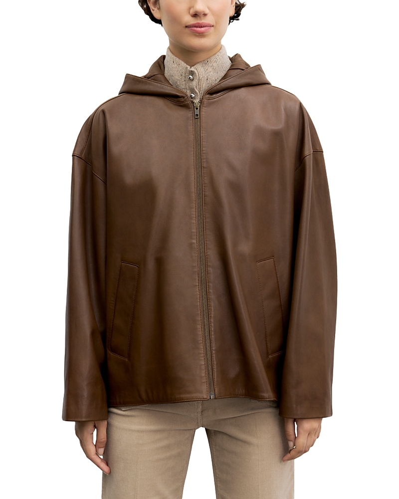 Gerard Darel Pam Leather Hooded Jacket