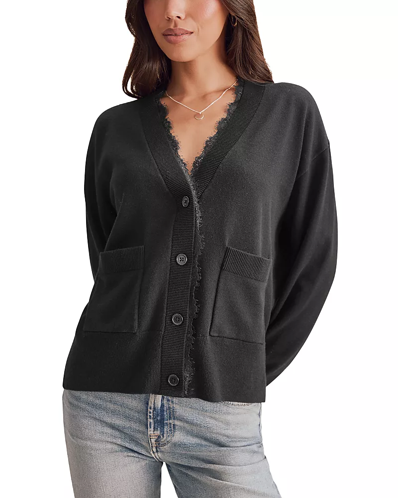 Splendid Georgie Lace Trim Cardigan