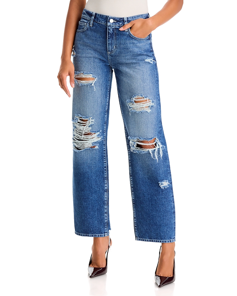 L'Agence Zelda Low Rise Slouchy Straight Leg Jeans in Atlantis Destruct