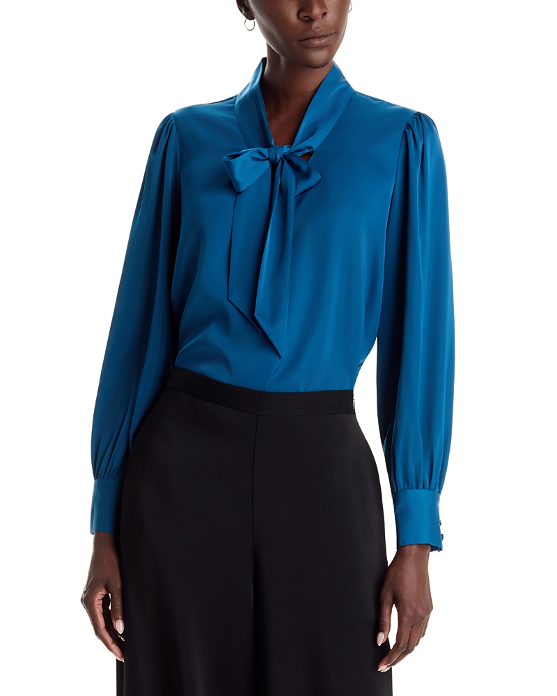 T Tahari Bow Neck Tie Blouse