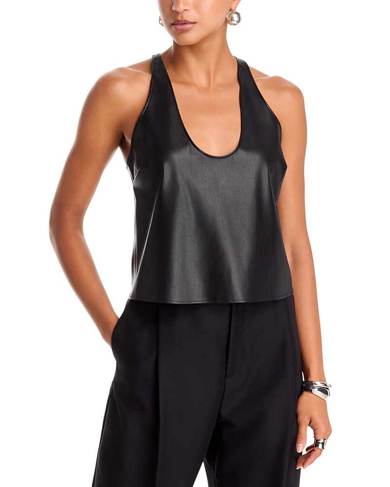 L'Agence Tullia Racerback Scoop Neck Faux Leather Top
