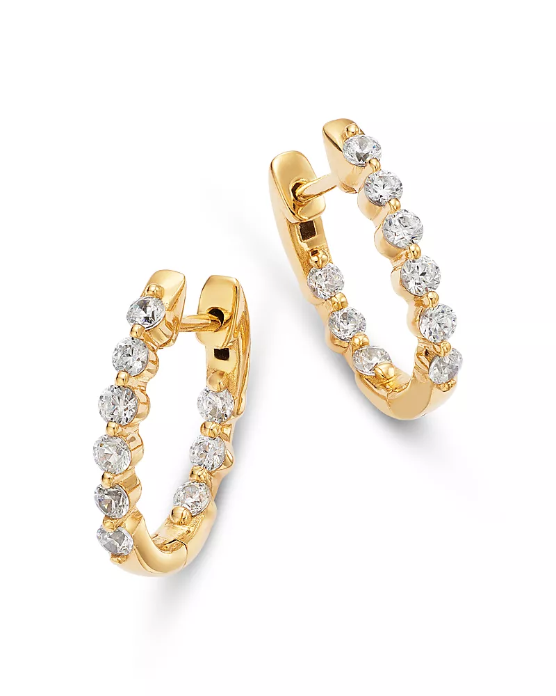 Bloomingdale's Fine Collection Diamond Inside Out Oval Hoop Earrings in 14K Yellow Gold, 0.5 tcw