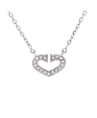  C Heart de Cartier Pendant Necklace 18K White Gold with Pave Diamonds, 16"