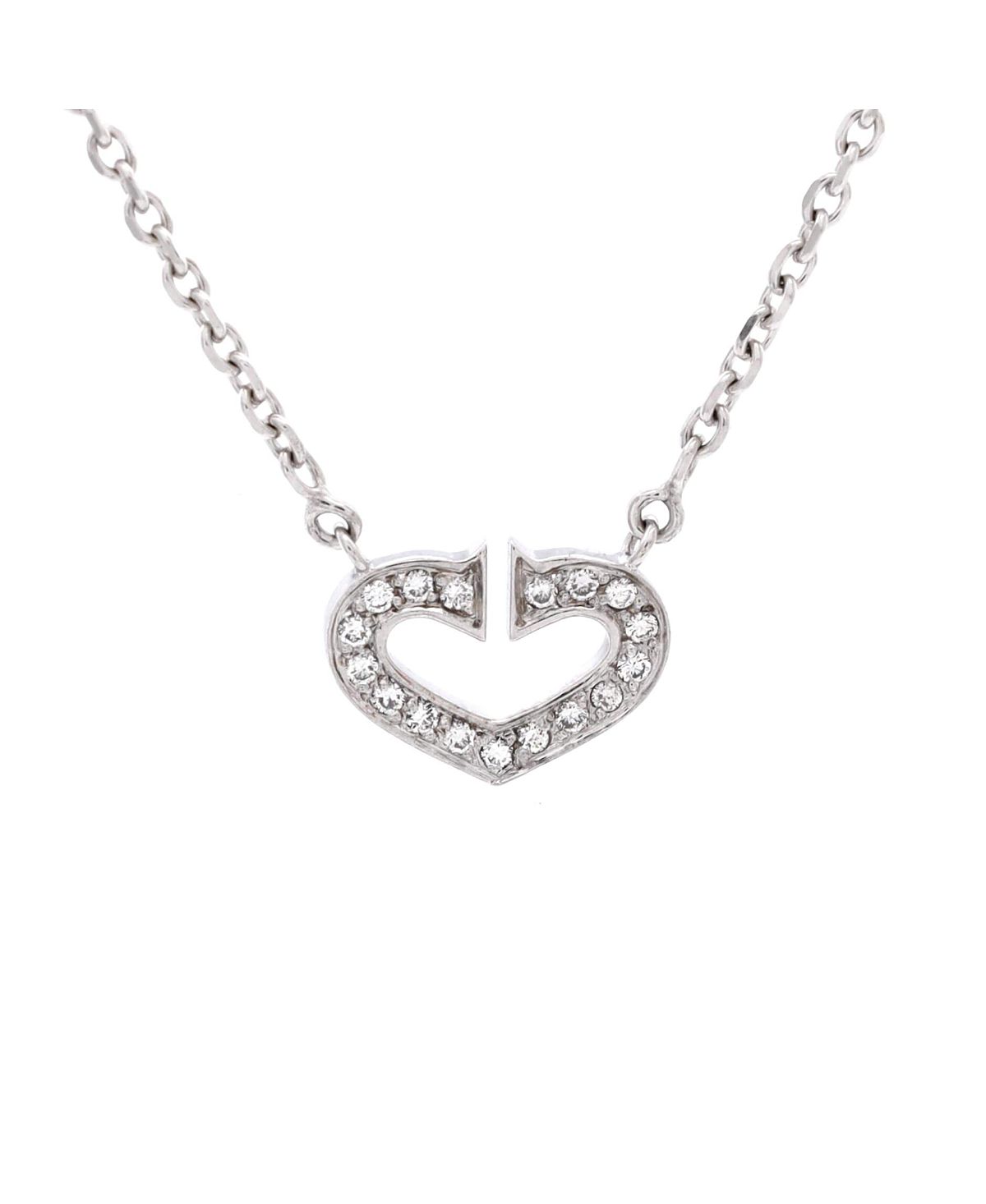 Pre-Owned Cartier C Heart de Cartier Pendant Necklace 18K White Gold with Pave Diamonds