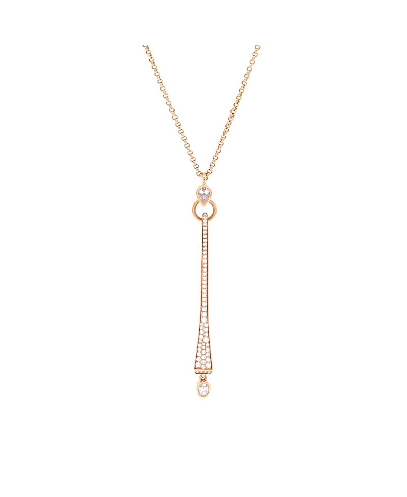 Pre-Owned HERMES Large Clou De Forge Pendant Necklace 18K Rose Gold and Diamonds, 16