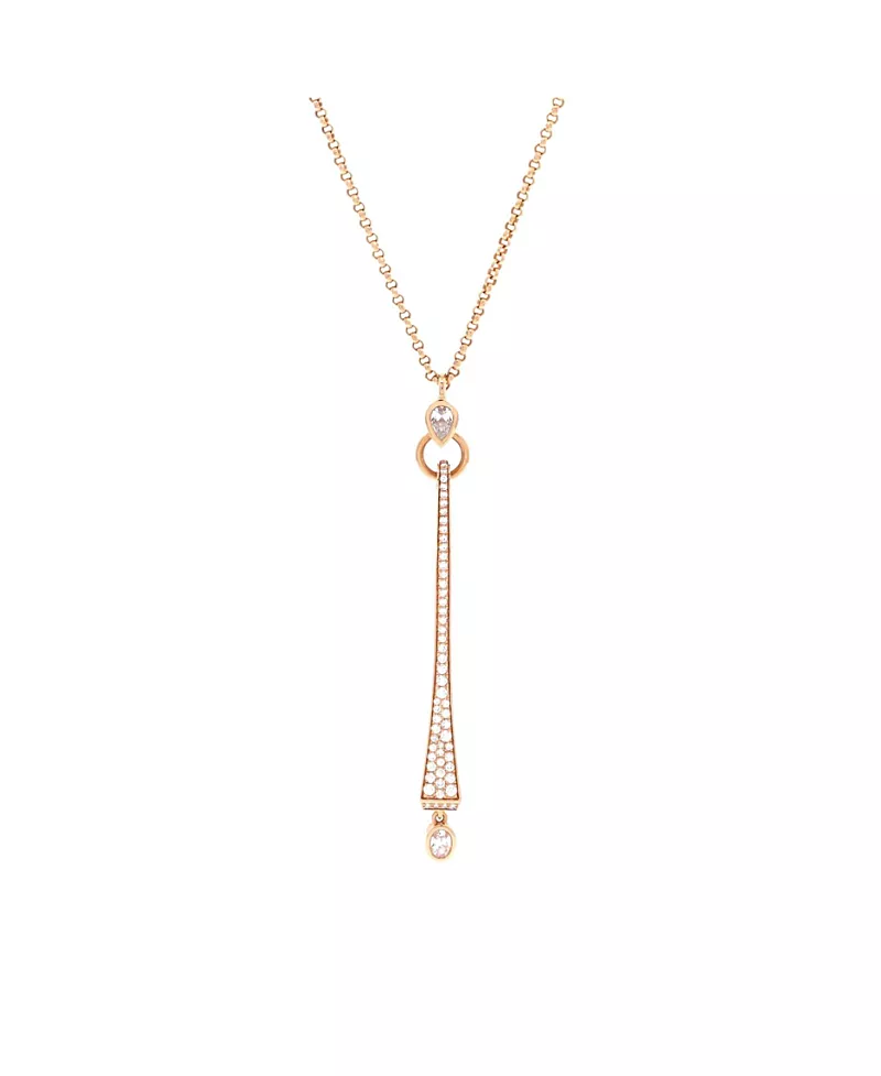 Pre-Owned HERMES Large Clou De Forge Pendant Necklace 18K Rose Gold and Diamonds, 16