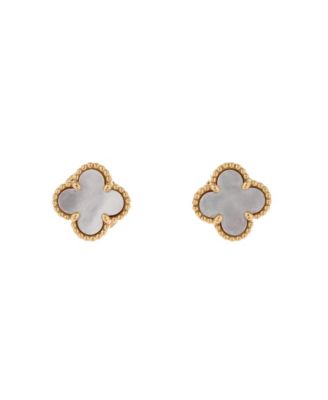  Sweet Alhambra Stud Earrings 18K Gold and Mother of Pearl