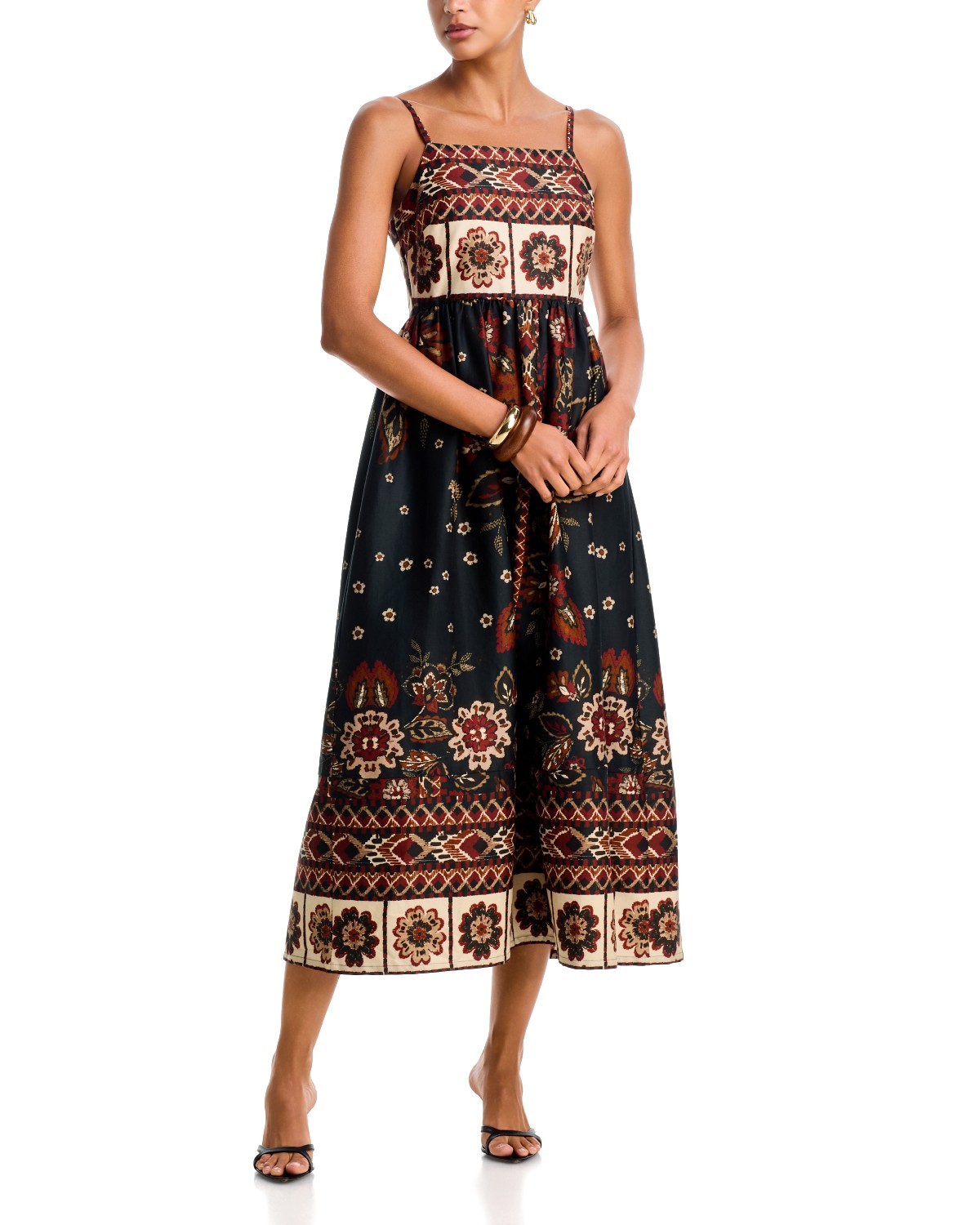 Cotton Blend Border Midi Dress - Exclusive