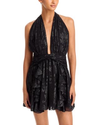 Olivia Metallic Jacquard Plunge Neck Dress
