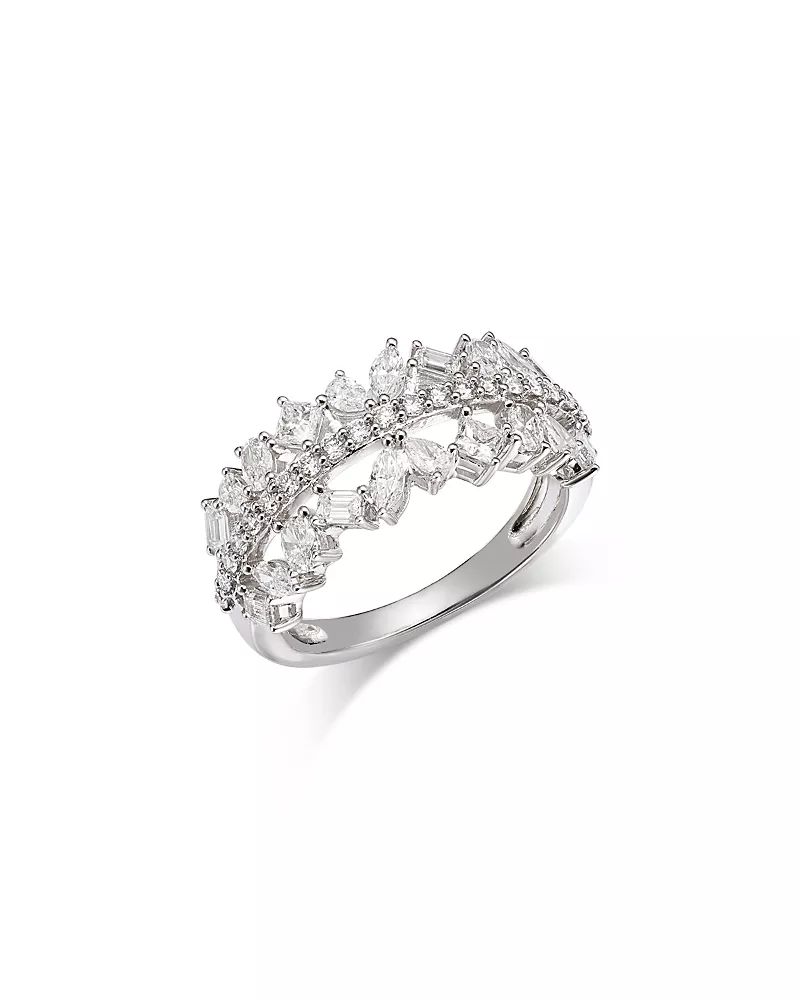 Bloomingdale's Fine Collection Luxe Collection Certified Lab Grown Diamond Mixed Cut Band Ring in 14K White Gold, 1.3 tcw