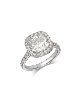 Luxe Collection Certified Lab Grown Diamond Cushion Cut Halo Engagement Ring in 18K White Gold, 4.0 tcw