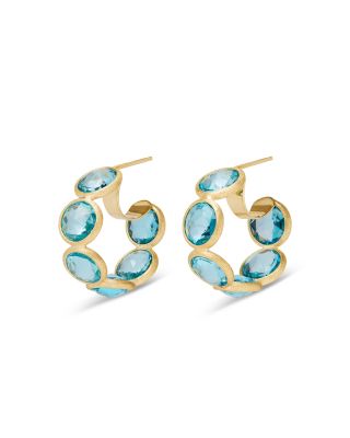 Marco Bicego 18K Yellow Gold Jaipur Color Blue Topaz Hoop Earrings