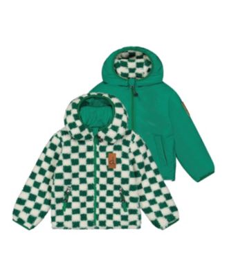 Boys' Reversible Fleece Hooded Zip Pocket Mid-Season Jacket - Little Kid