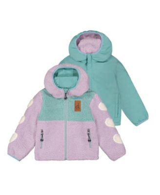 Girls' Reversible Mid-Season Fleece Heart Sleeve Hooded Jacket - Little Kid, Big Kid