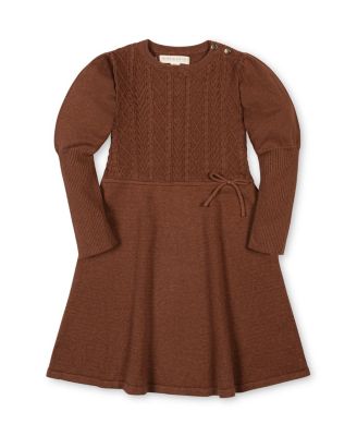  Girls' Organic Long Sleeve Cable Bodice Sweater Dress - Little Kid, Big Kid
