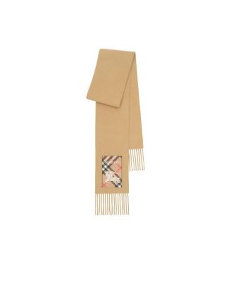  Narrow Check Label Cashmere Scarf