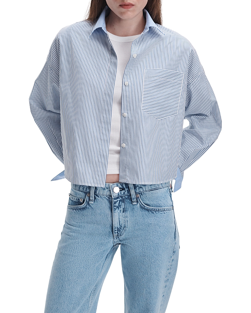 rag & bone Marin Multi Stripe Cropped Shirt