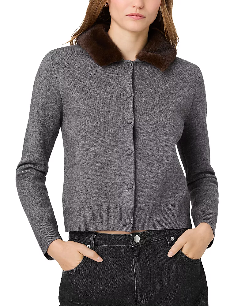 French Connection Sloane Faux Fur Collar Cardigan Sweater