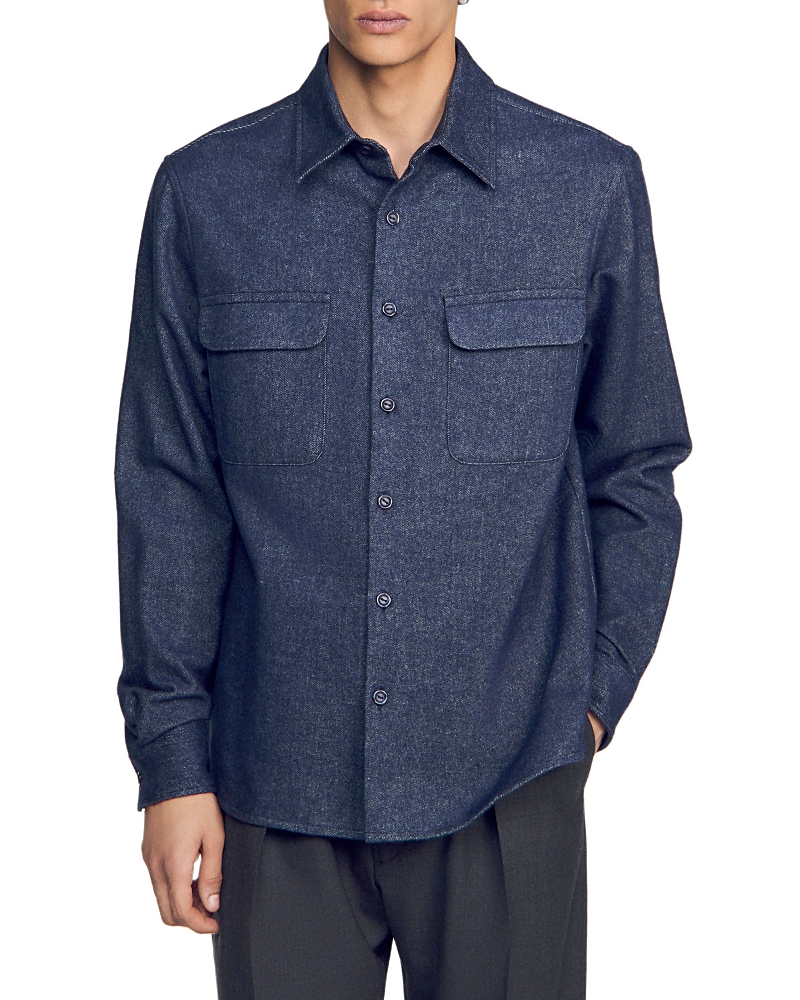 Sandro Cotton Flannel Pocket Shirt