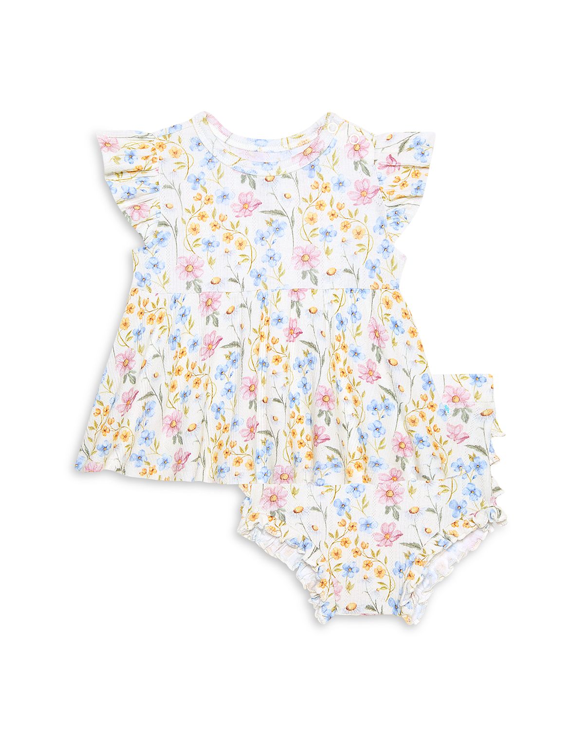 Posh Peanut Girls' Hazel Pointelle Peplum Dress & Bloomer Set - Baby