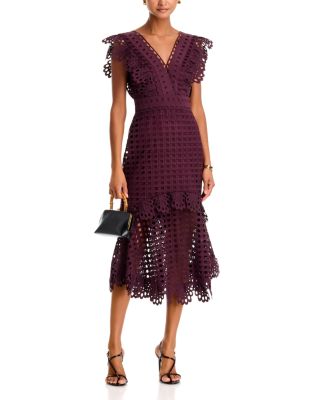 V Neck Lace Midi Dress - Exclusive - thumbnail 2